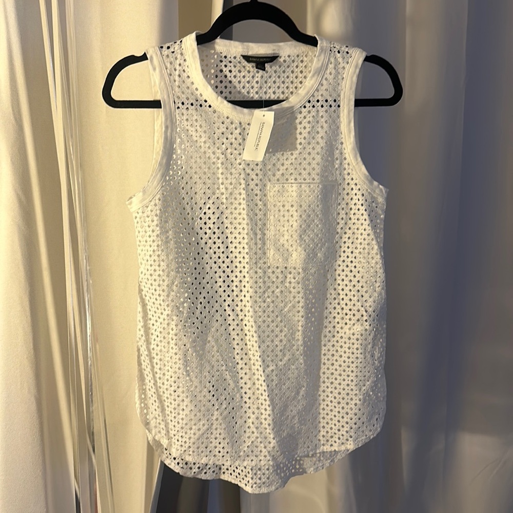 NWT banana republic white eyelet top
